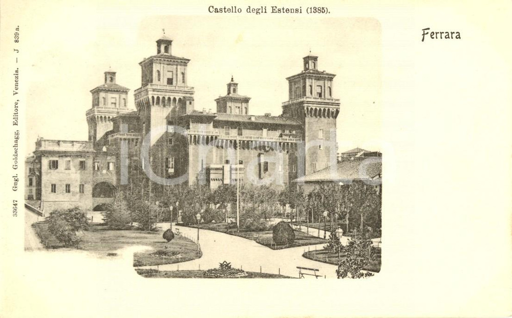 Cartolina originale da collezione 1900 ca FERRARA Veduta esterna del CASTELLO ESTENSE Cartolina postale FP NV 1