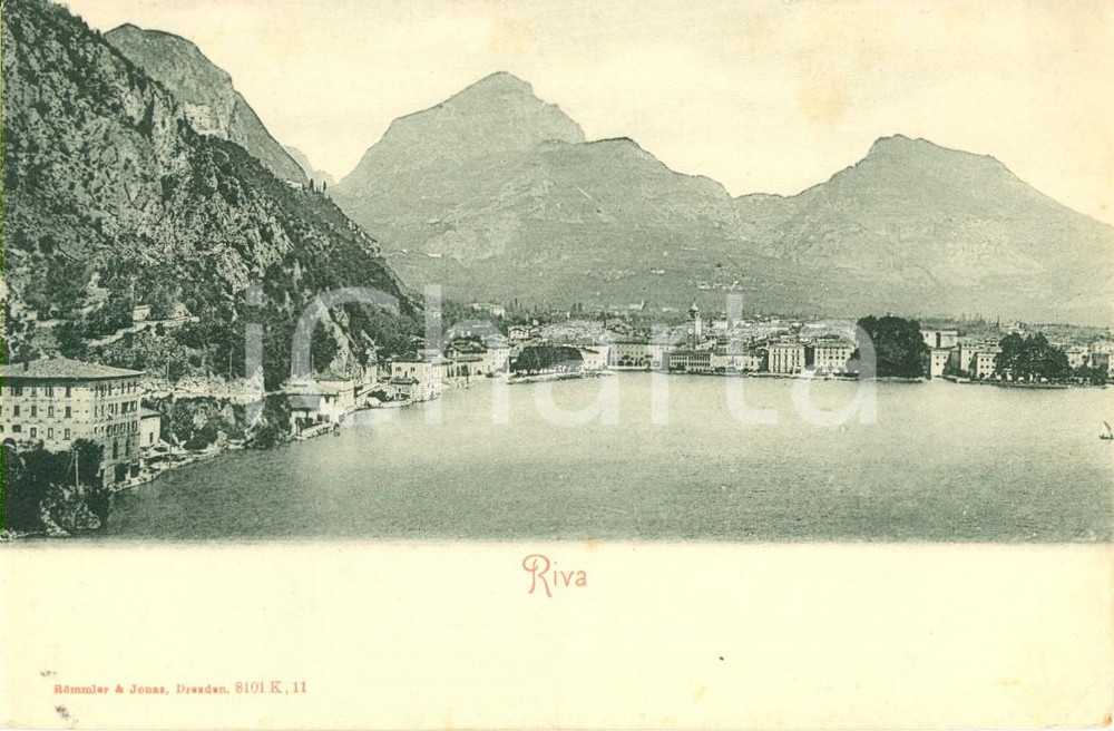 Cartolina originale da collezione 1900 ca RIVA DEL GARDA TN Panorama dell abitato dal lago Cartolina postale FP 1