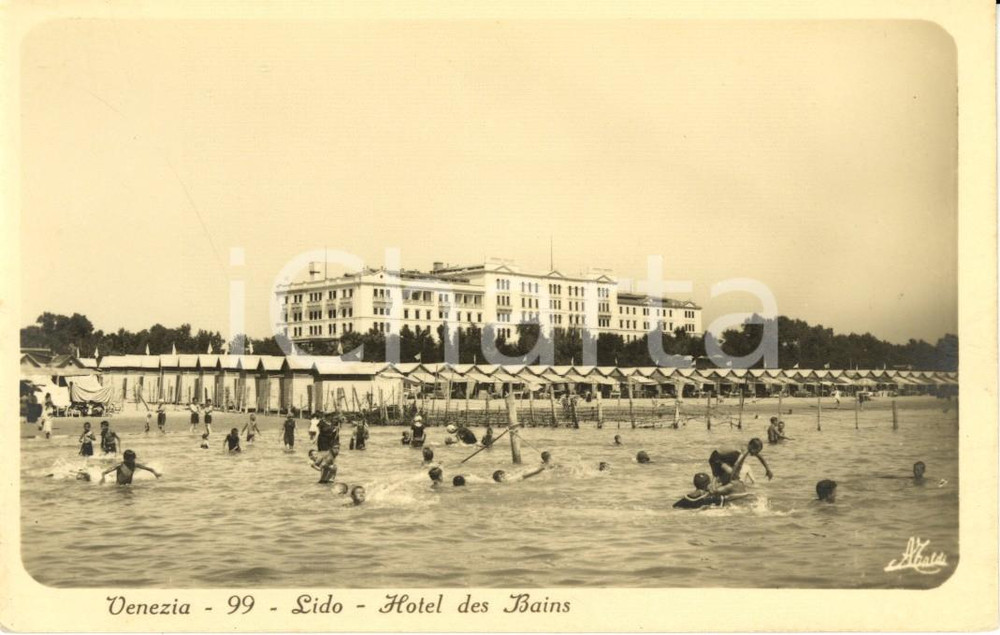 Cartolina originale da collezione 1920 ca VENEZIA LIDO L Hotel des Bains visto dal mare Cartolina postale FP NV 1