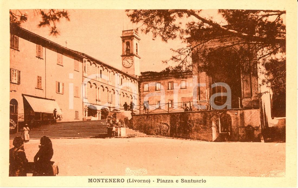 Cartolina originale da collezione 1915 ca LIVORNO Piazza e Santuario MADONNA delle GRAZIE di MONTENERO FP NV 1