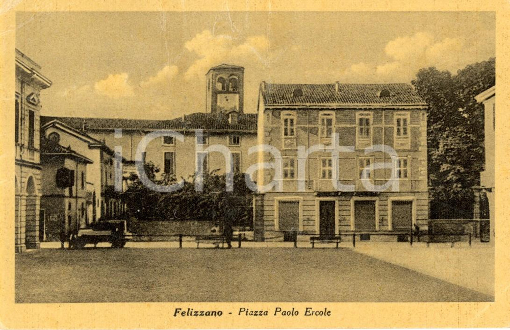 Cartolina originale da collezione 1952 FELIZZANO AL Veduta di Piazza PAOLO ERCOLE Cartolina ANIMATA FP VG 1