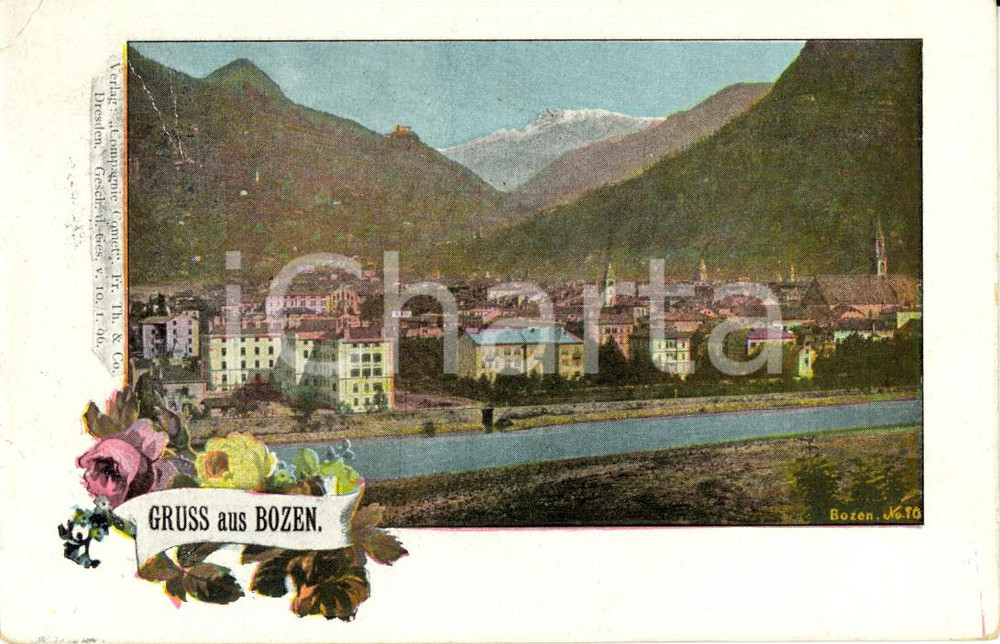 Cartolina originale da collezione 1900 ca BOLZANO / BOZEN Veduta panoramica della cittÃ  Cartolina postale FP VG 1