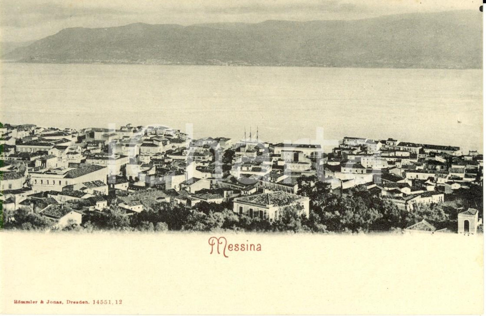 Cartolina originale da collezione 1900 ca MESSINA Veduta panoramica della cittÃ  sul mare Cartolina postale FP NV 1