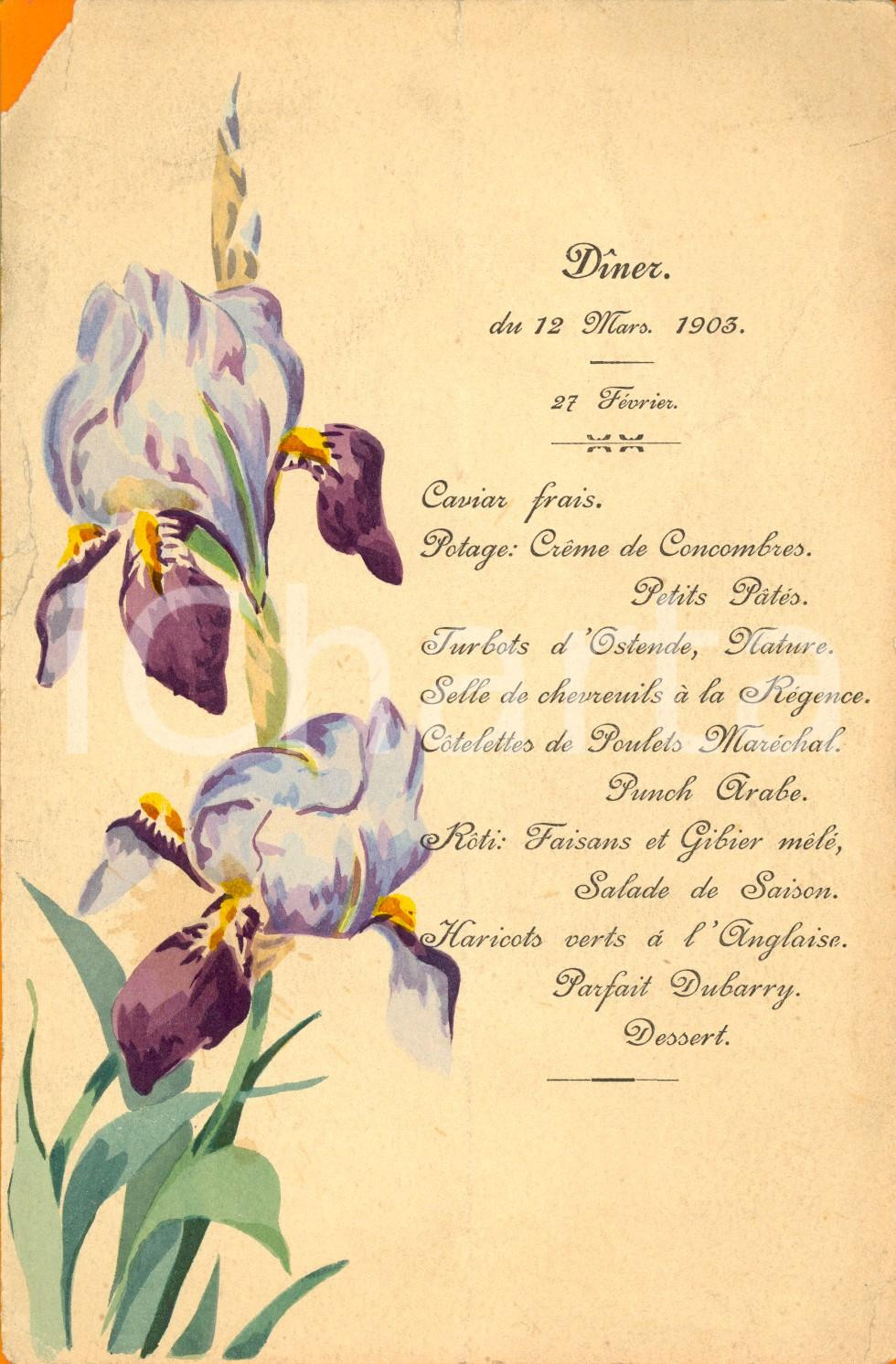 1903 BRANGES (F) ? Banchetto per la prima comunione *Menù ILLUSTRATO DANNEGGIATO