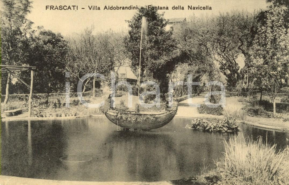 Cartolina originale da collezione 1915 ca FRASCATI RM Fontana della NAVICELLA a Villa ALDOBRANDINI Cartolina FP 1