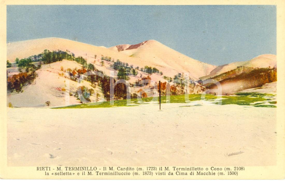 Cartolina originale da collezione 1930 ca RIETI Monti CARDITO, TERMINILLETTO e TERMINILLUCCIO da Cima MACCHIE FP 1