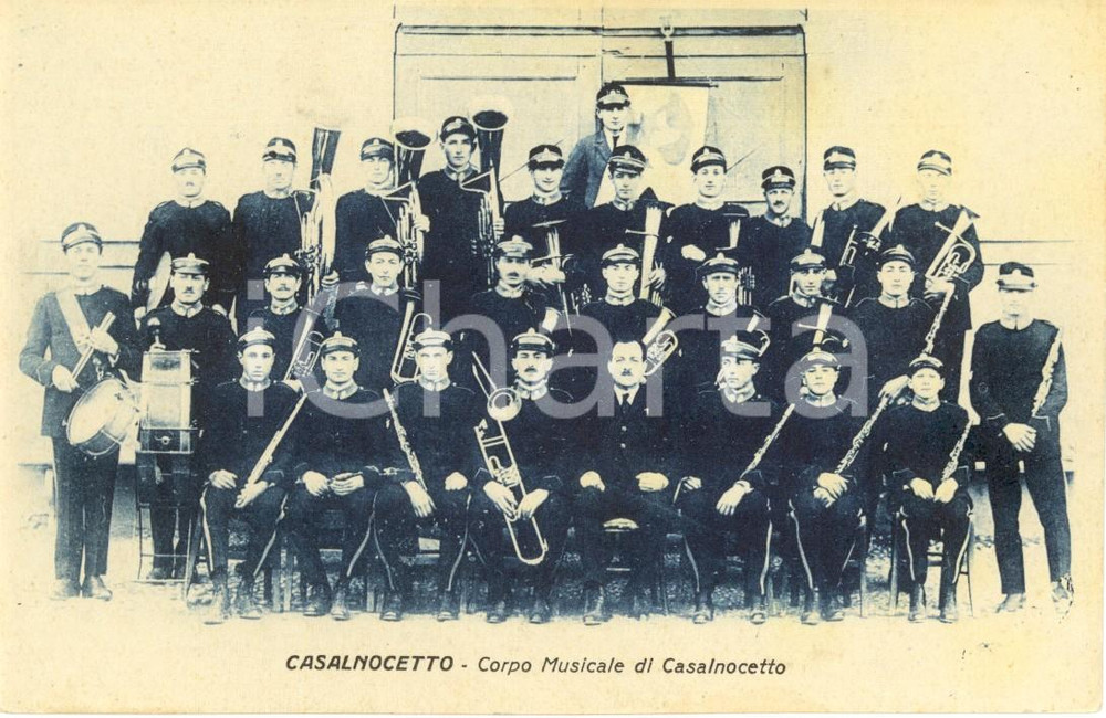 Cartolina originale da collezione 1920 ca CASALNOCETO AL Il Corpo Musicale del paese Cartolina postale FP NV 1