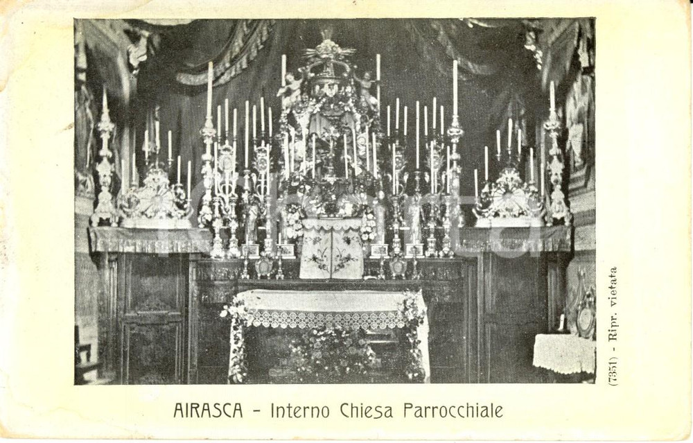 Cartolina originale da collezione 1910 ca AIRASCA TO Interno della chiesa parrocchiale Cartolina postale FP NV 1