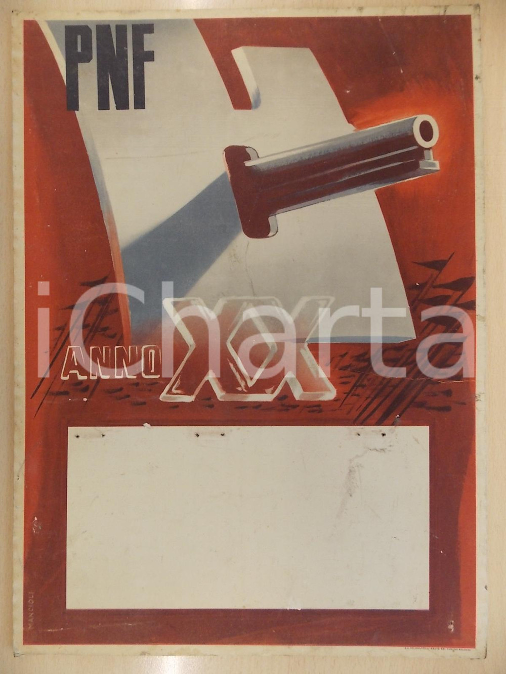 Documento originale, autentico 1942 PNF PROPAGANDA WW2 Portacalendario bellico Illustratore Ottorino MANCIOLI 1