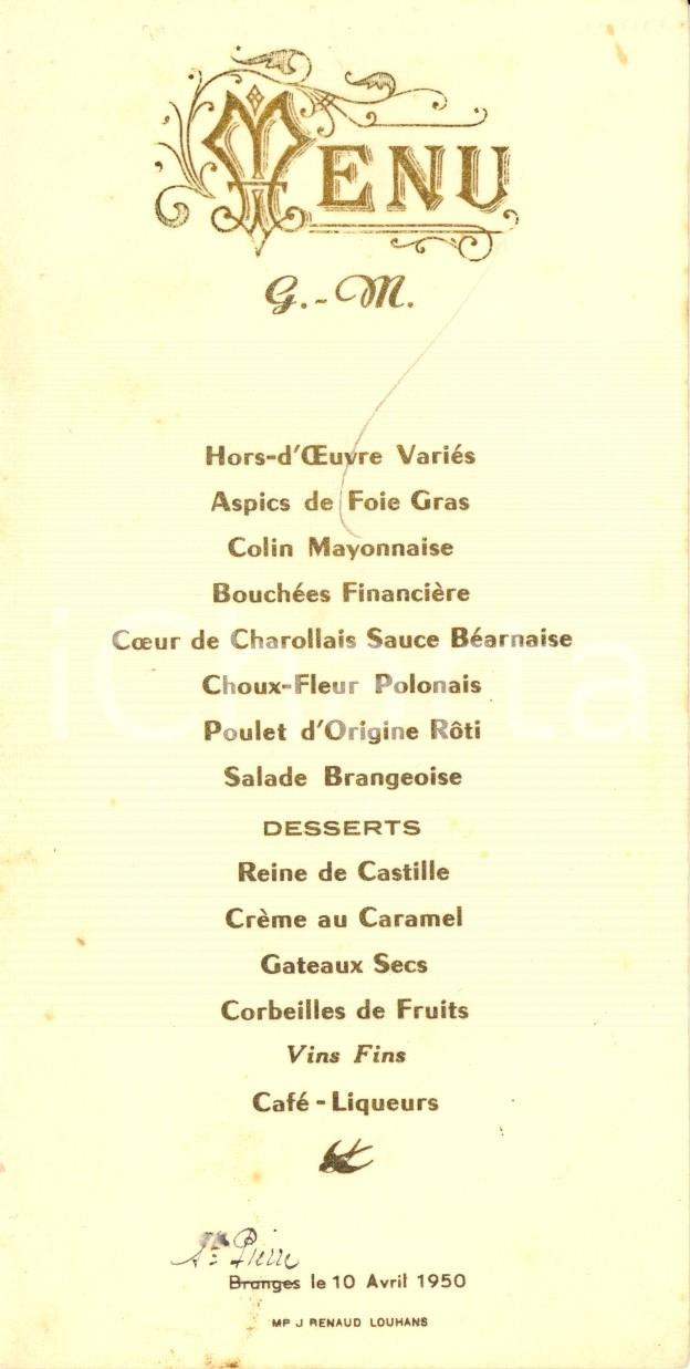 Oggetto da collezione cartaceo 1950 SAINTEPIERRE FRANCE Banchetto per la prima comunione MenÃ¹ d epoca 1