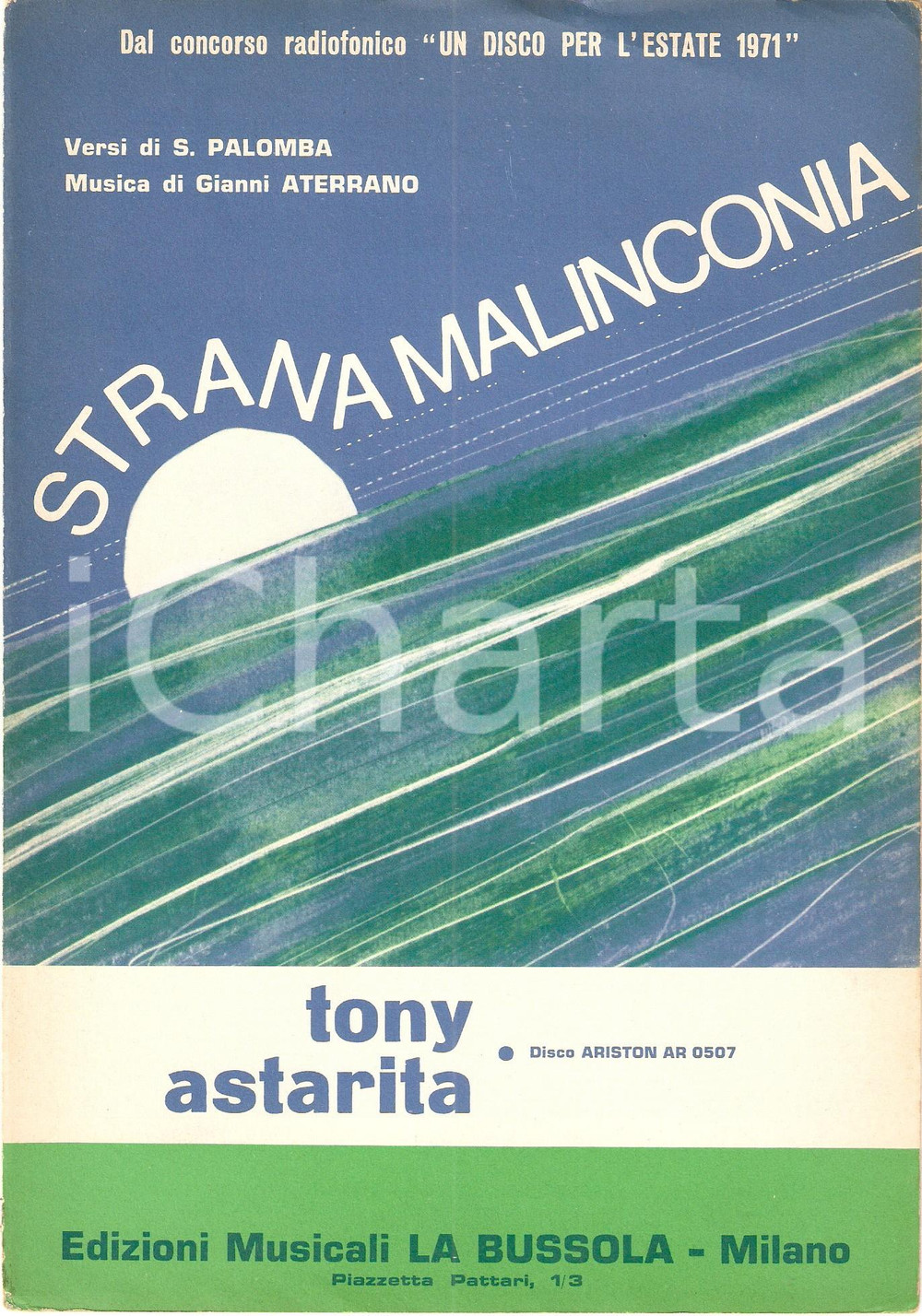 Oggetto da collezione cartaceo 1971 DISCO PER L ESTATE Tony ASTARITA Strana malinconia Spartito ILLUSTRATO 1