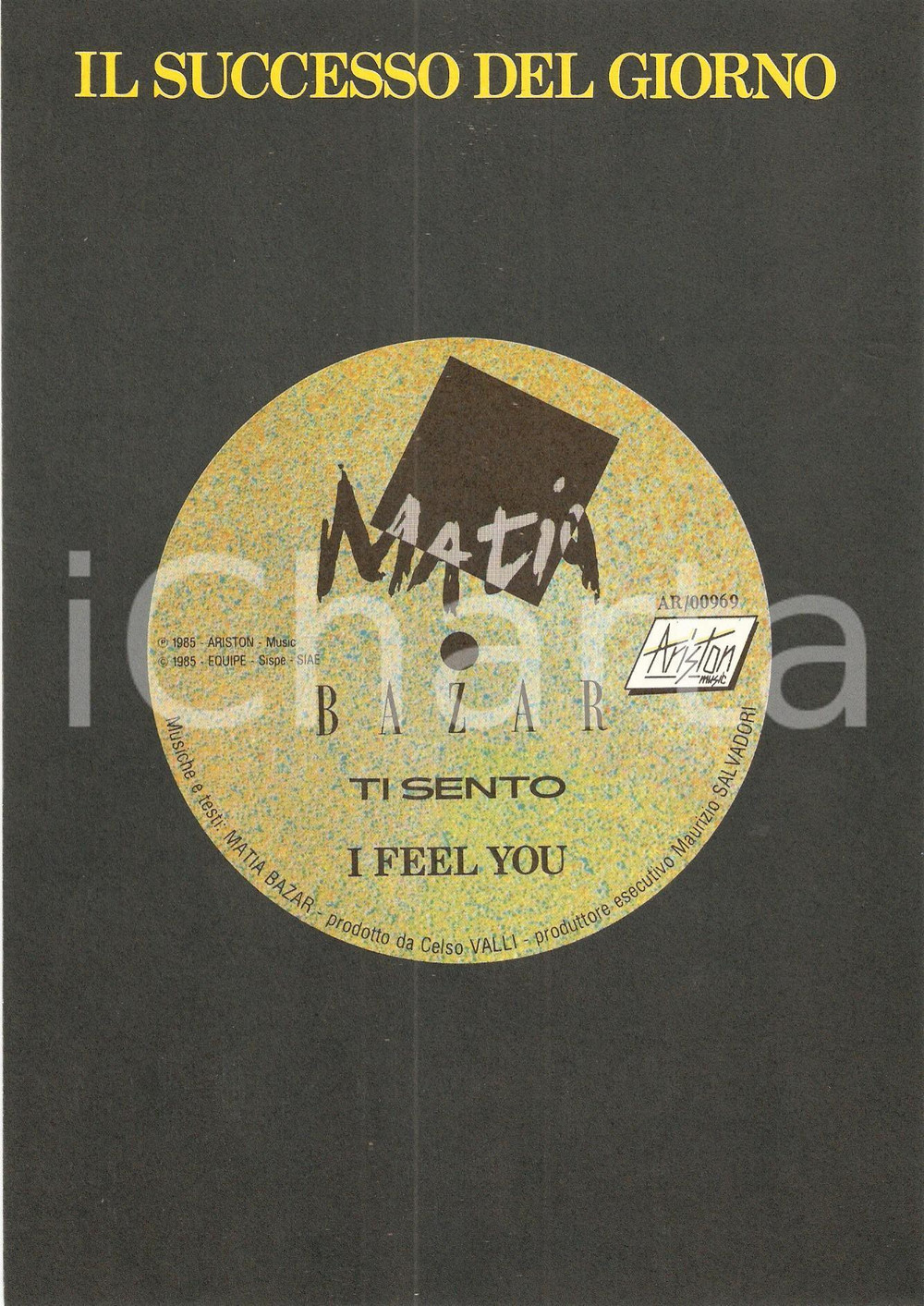 Oggetto da collezione cartaceo 1985 MATIA BAZAR Ti sento  I feel you Testo inglese Sandy MARTON  Spartito 1