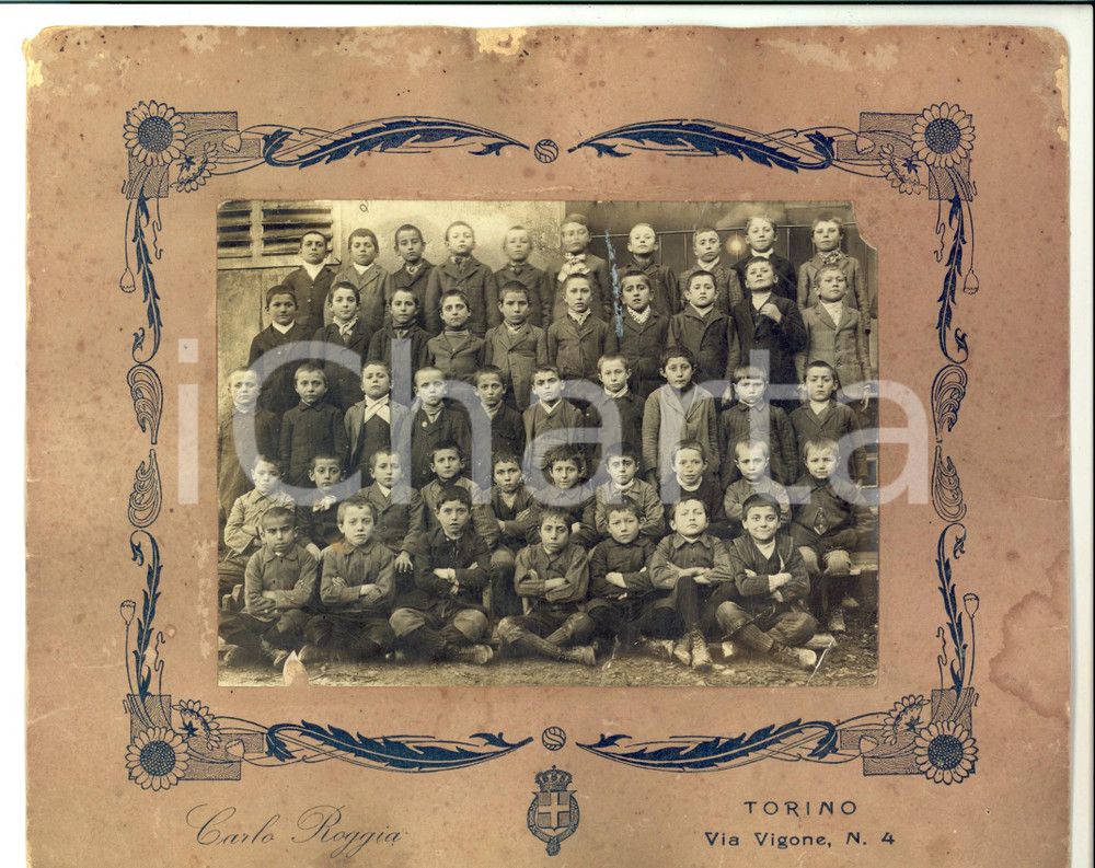 Fotografia d epoca originale 1920 ca TORINO Classe elementare maschile Foto Carlo ROGGIA DANNEGGIATA 1
