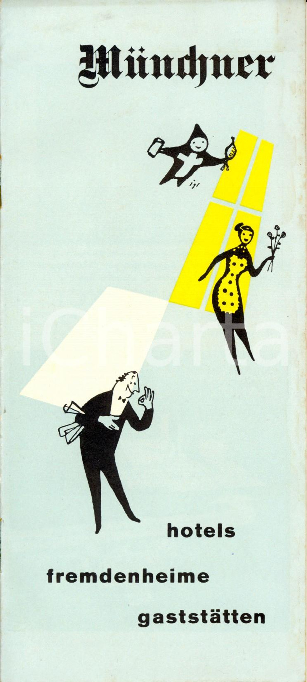 Materiale pubblicitario d’epoca 1957 MUNCHEN D Lista hotels, case vacanze e ristoranti Opuscolo turistico 1