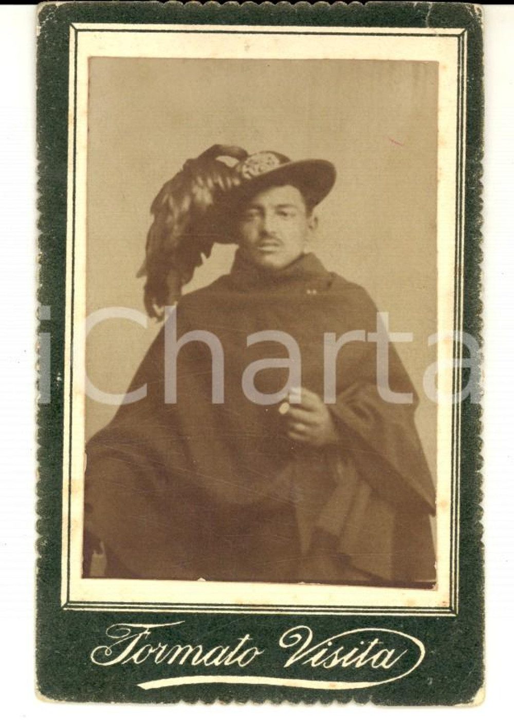 Fotografia d epoca originale 1870 ca REGIO ESERCITO Ritratto bersagliere con il mantello Fotografia 1