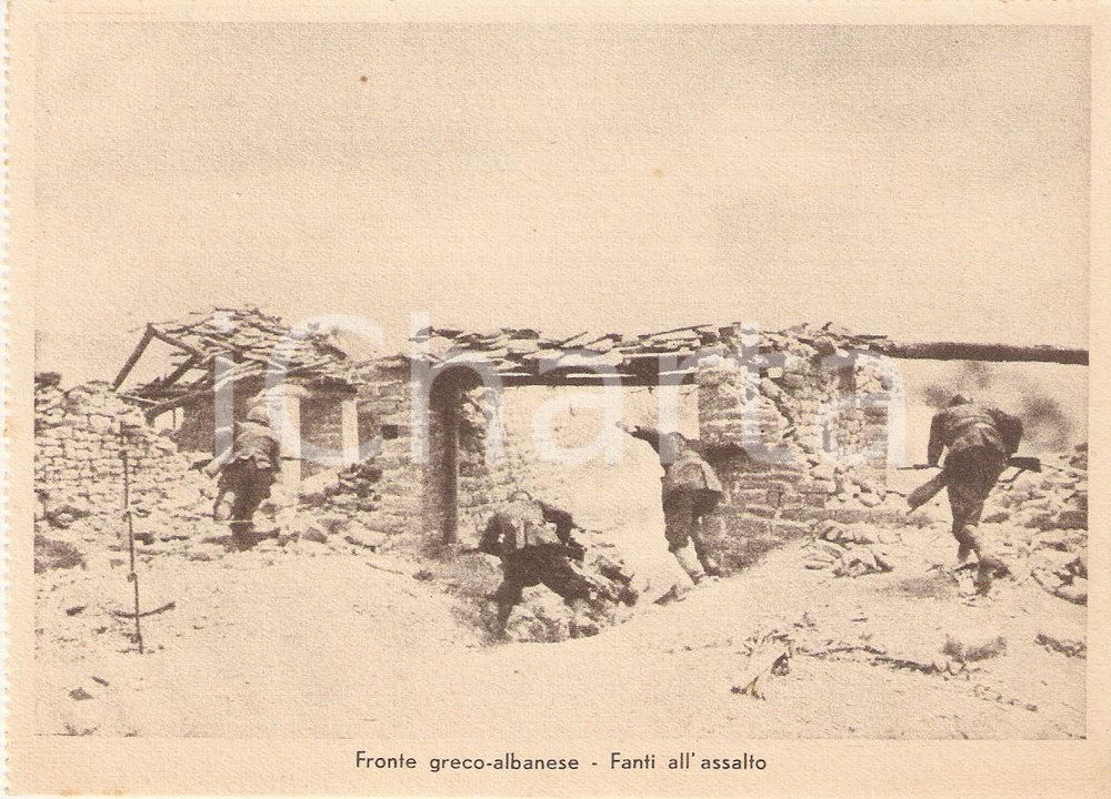 Cartolina originale da collezione 1940 ca WW2 Fronte grecoalbanese Fanti all assalto Cartolina FG NV 1