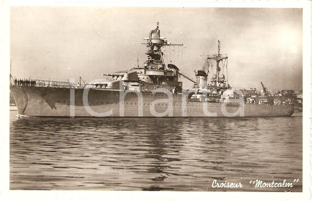 Cartolina originale da collezione 1950 ca FRANCE Marine Nationale MONTCALM Croiseur Cartolina FP NV 1