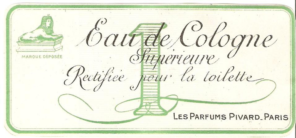 1950 ca PARIS Parfums PIVARD Eau de cologne 1 Supérieure *Etichetta ILLUSTRATA