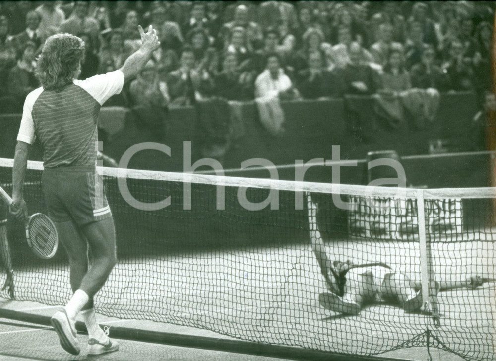 Fotografia d epoca originale 1980 ca MILANO ? Tennis Vitas GERULAITIS atterra John McENROE Fotografia 1