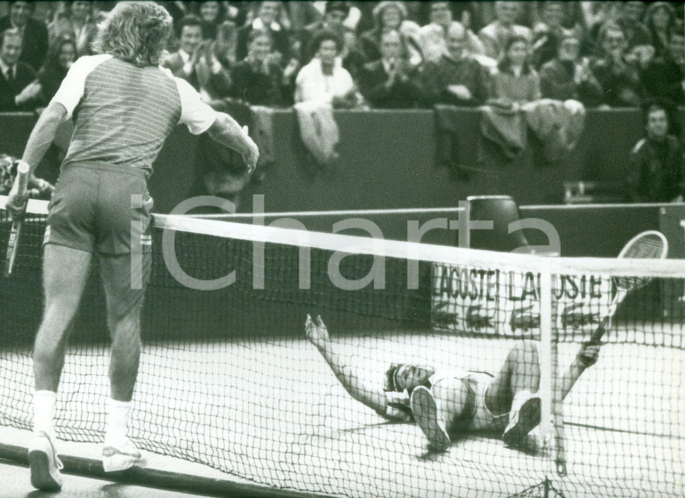 Fotografia d epoca originale 1980 ca MILANO ? Tennis Vitas GERULAITIS atterra John McENROE Fotografia 1