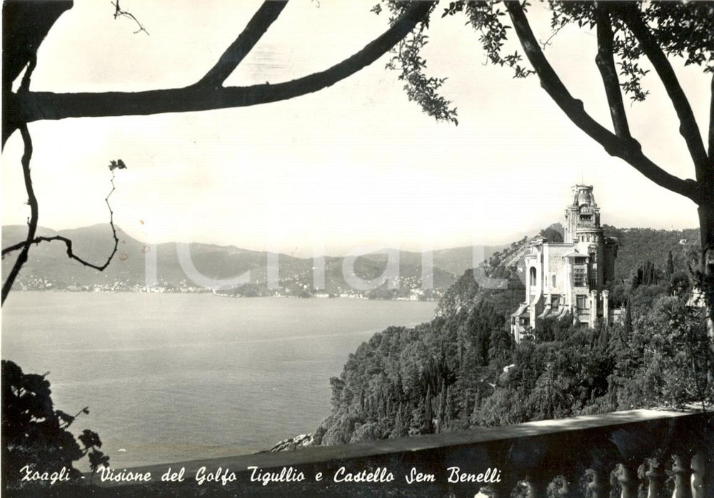 Cartolina originale da collezione 1951 ZOAGLI GE Veduta del Golfo del TIGULLIO e castello di SEM BENELLI FG VG 1