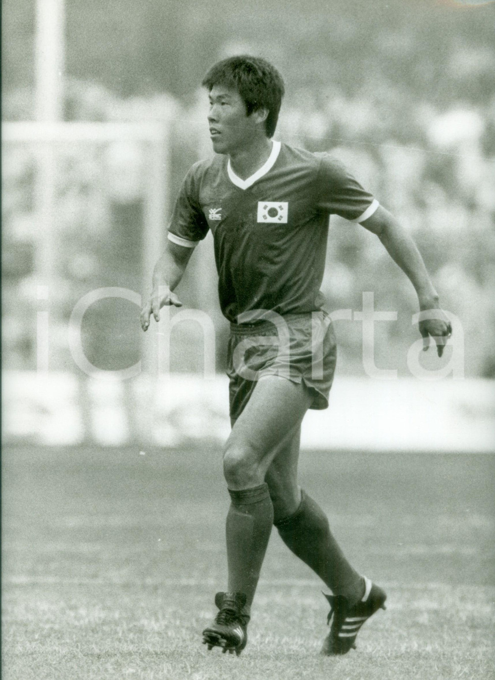 Fotografia d epoca originale 1986 MESSICO Mondiali CALCIO Cha BUMKUN Nazionale COREA SUD si allena Foto 1