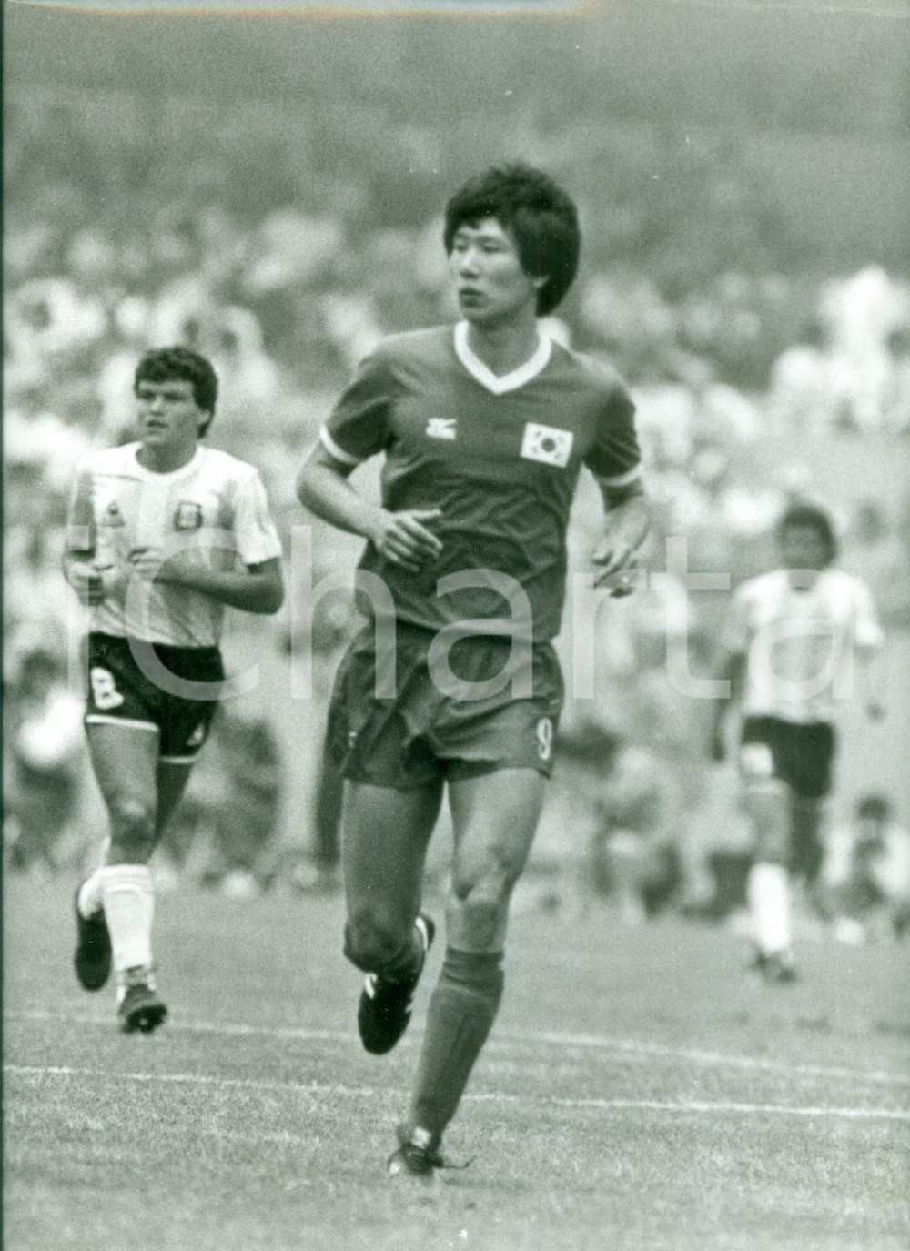 Fotografia d epoca originale 1986 MESSICO Mondiali CALCIO Choi SOONHO Nazionale COREA SUD in campo Foto 1