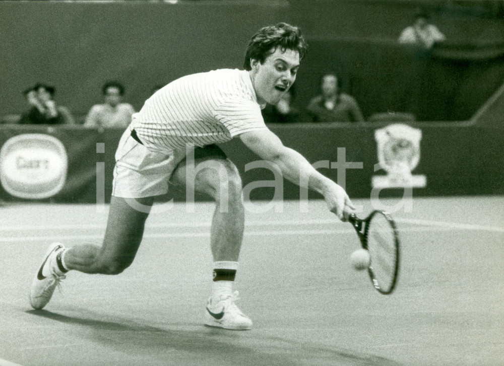 Fotografia d epoca originale 1980 ca STATI UNITI Tennis Gene MAYER durante un match Foto 1