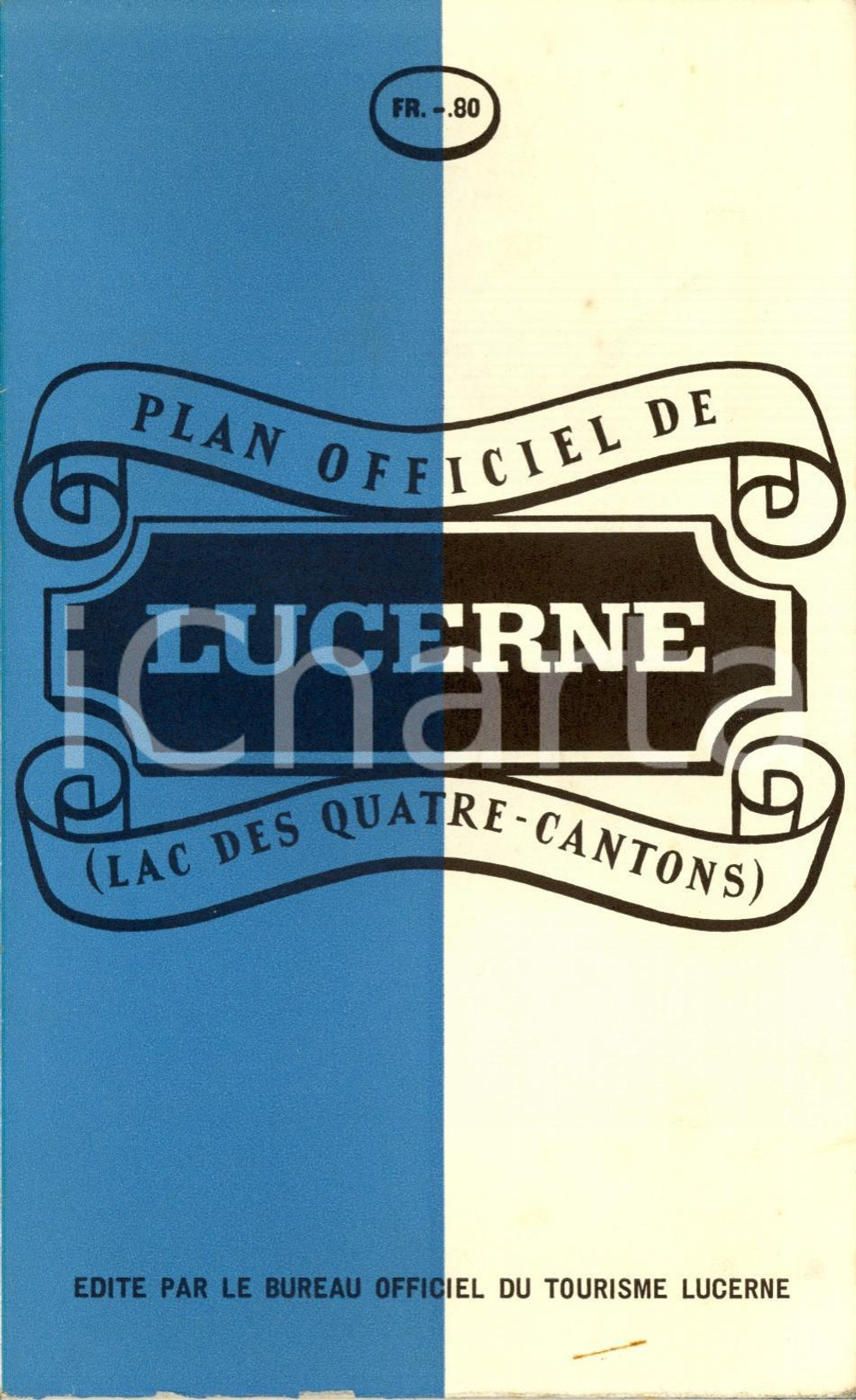 Materiale pubblicitario d’epoca 1952 LUCERNE CH LAC DES QUATRECANTONS Plan officiel Opuscolo con mappa 1