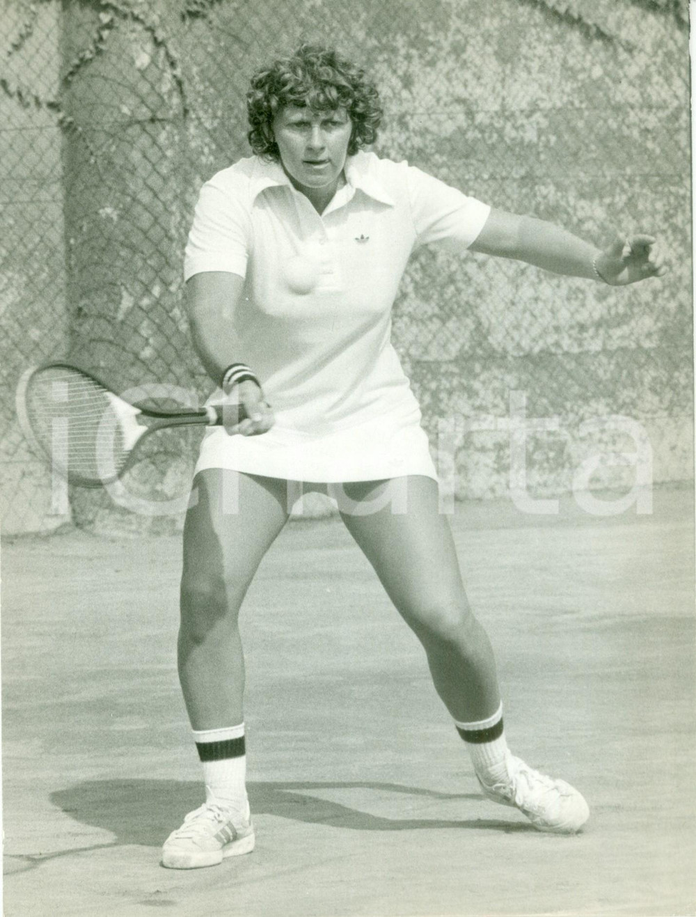 Fotografia d epoca originale 1980 ca TENNIS Tennista FrÃ©dÃ©rique THIBAULT durante un allenamento Fotografia 1