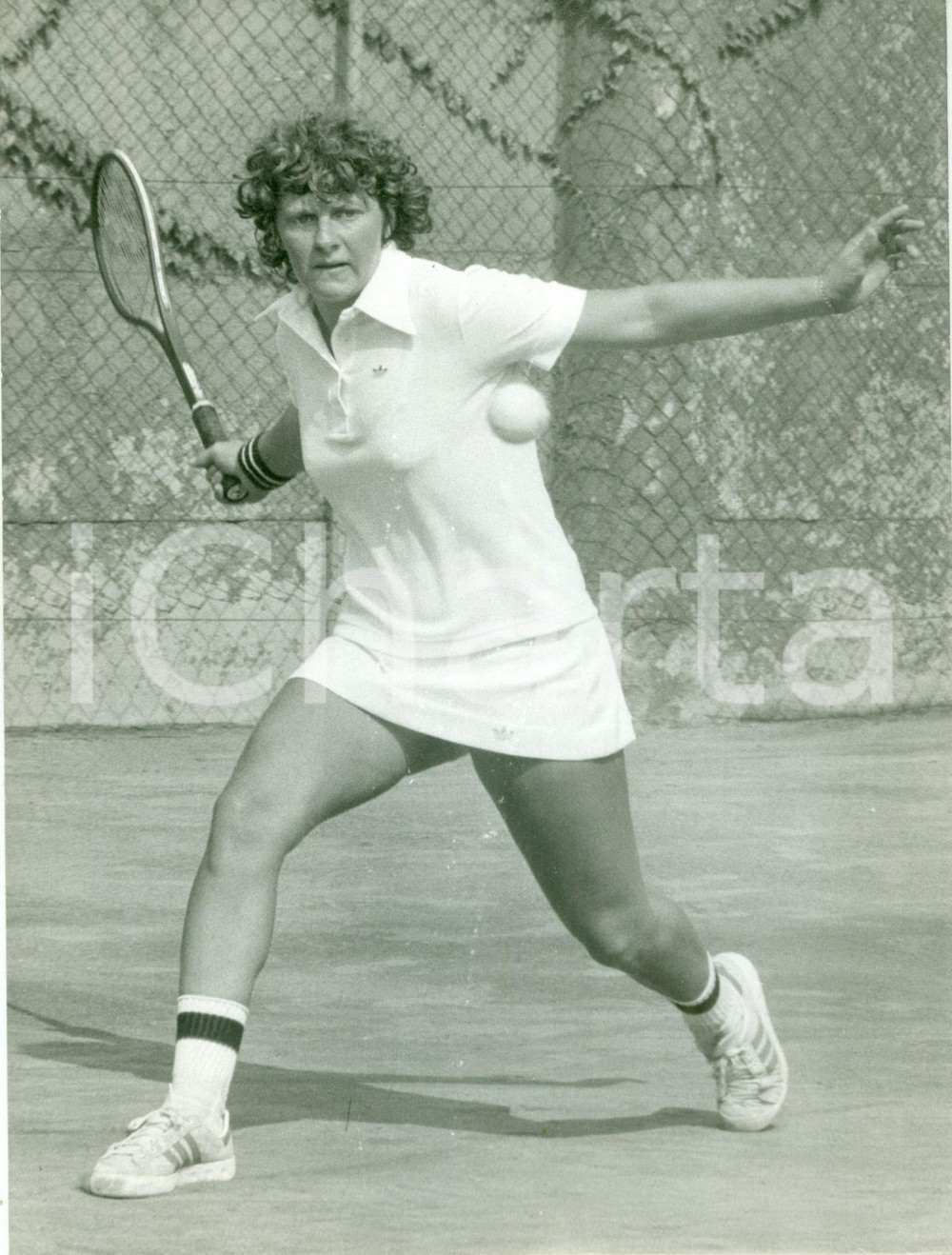 Fotografia d epoca originale 1980 ca TENNIS Tennista FrÃ©dÃ©rique THIBAULT durante un allenamento Fotografia 1
