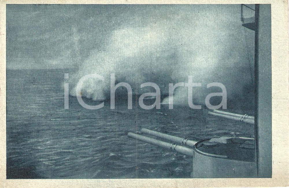 Cartolina originale da collezione 1925 ca REGIA MARINA MILITARE Tiri di grossi calibri Cartolina FP NV 1