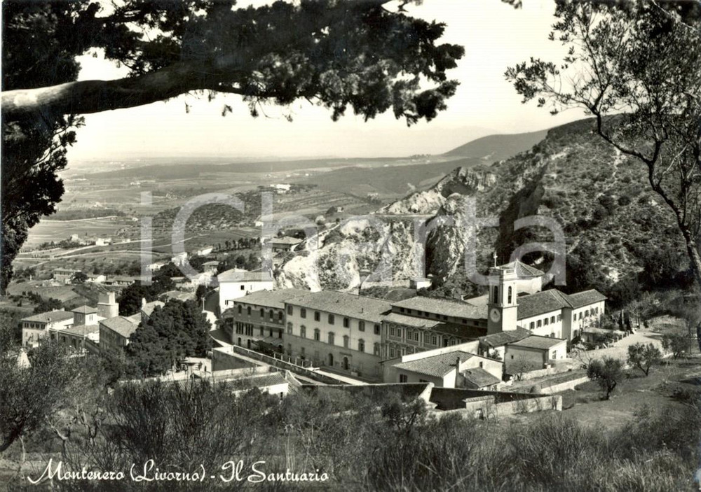 Cartolina originale da collezione 1958 MONTENERO LI Panorama della valle con Santuario della MADONNA Cartolina 1