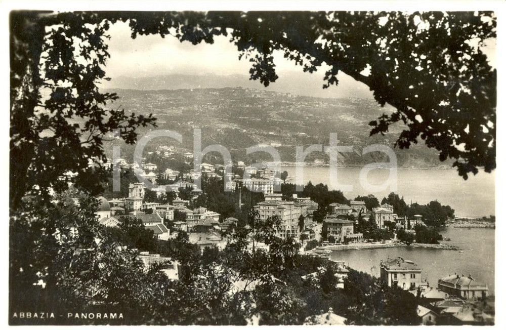 Cartolina originale da collezione 1936 ABBAZIA / OPATIJA CROAZIA Panorama della cittadina sul mare FP VG 1