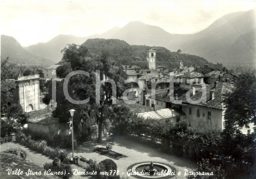 Cartolina originale da collezione 1964 DEMONTE CN Veduta dei giardini pubblici e della VALLE STURA FG VG 1