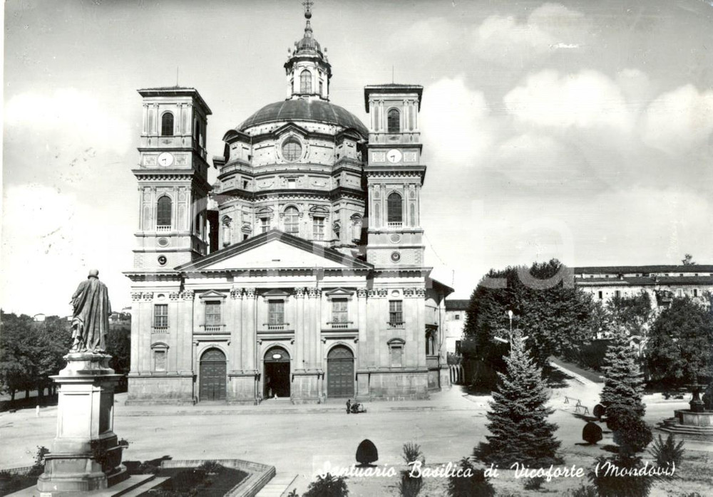 Cartolina originale da collezione 1966 VICOFORTE CN La Basilica della NativitÃ  di Maria Santissima FG VG 1