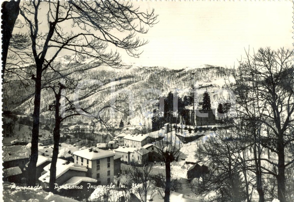 Cartolina originale da collezione 1954 PAMPARATO CN Panorama del paese innevato Cartolina postale FG VG 1