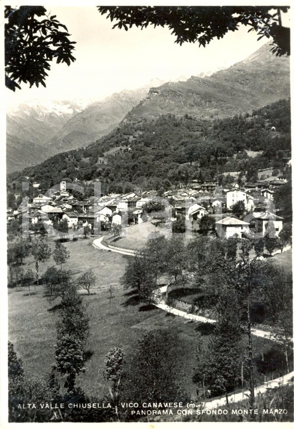 Cartolina originale da collezione 1955 VICO CANAVESE TO Panorama ALTA VAL CHIUSELLA e del MONTE MARZO FG VG 1