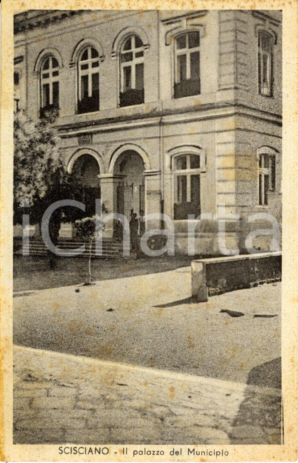 1950 ca SCISCIANO (NA) Facciata palazzo del MUNICIPIO *Cartolina ANIMATA FP VG