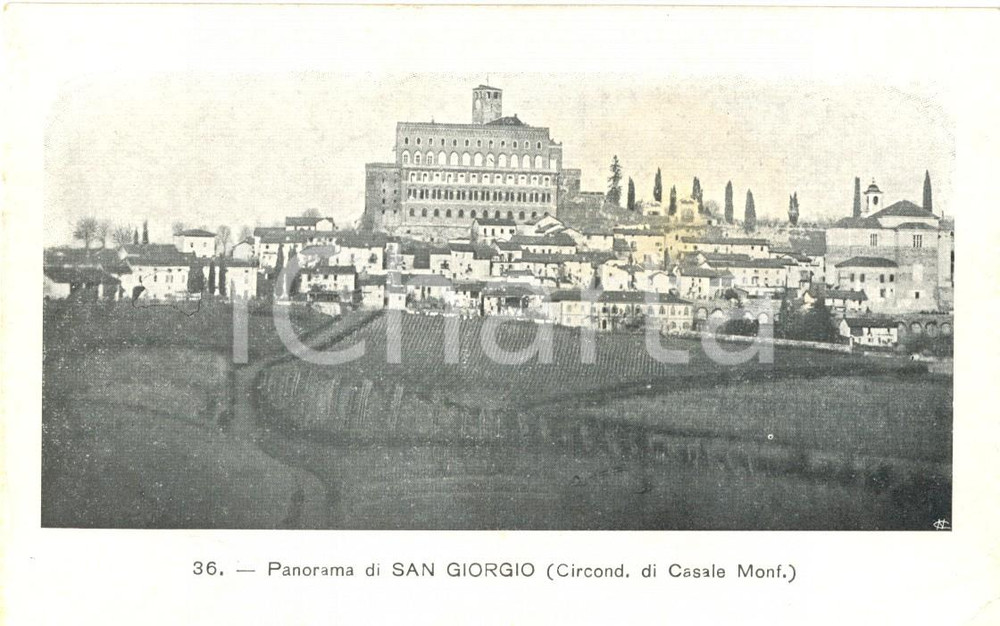 Cartolina originale da collezione 1900 ca SAN GIORGIO MONFERRATO AL Il castello alle pendici del borgo FP NV 1