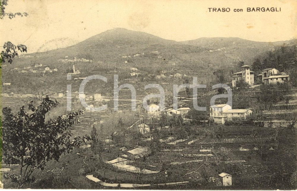 Cartolina originale da collezione 1922 BARGAGLI GE Veduta panoramica con la frazione TRASO Cartolina FP VG 1