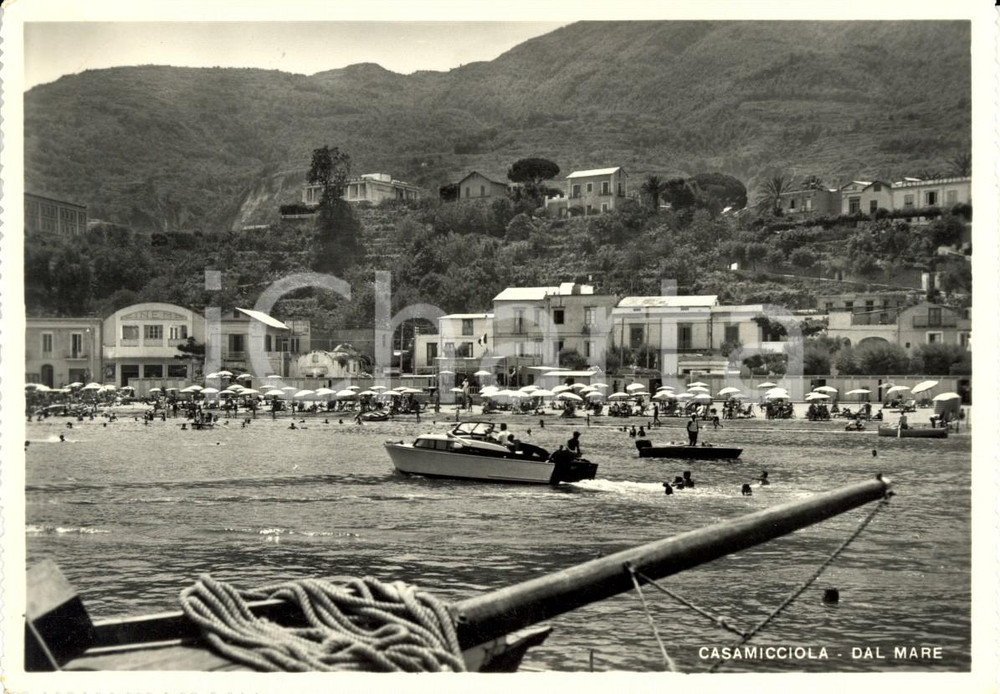 Cartolina originale da collezione 1957 CASAMICCIOLA TERME NA Isola di ISCHIA Paese visto dal mare ANIMATA FG VG 1