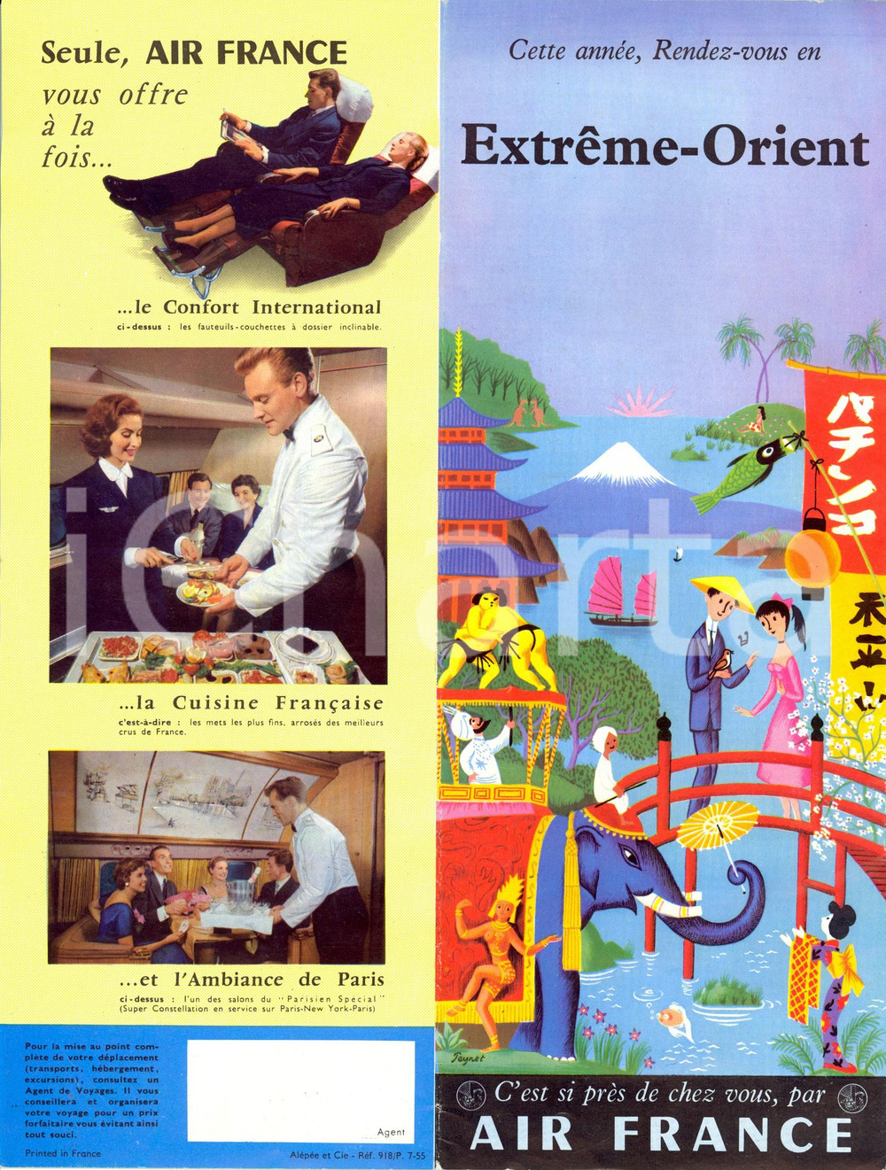 Materiale pubblicitario d’epoca 1955 PARIS F Cette année, rendezvous en EXTREMEORIENT Opuscolo AIR FRANCE 1