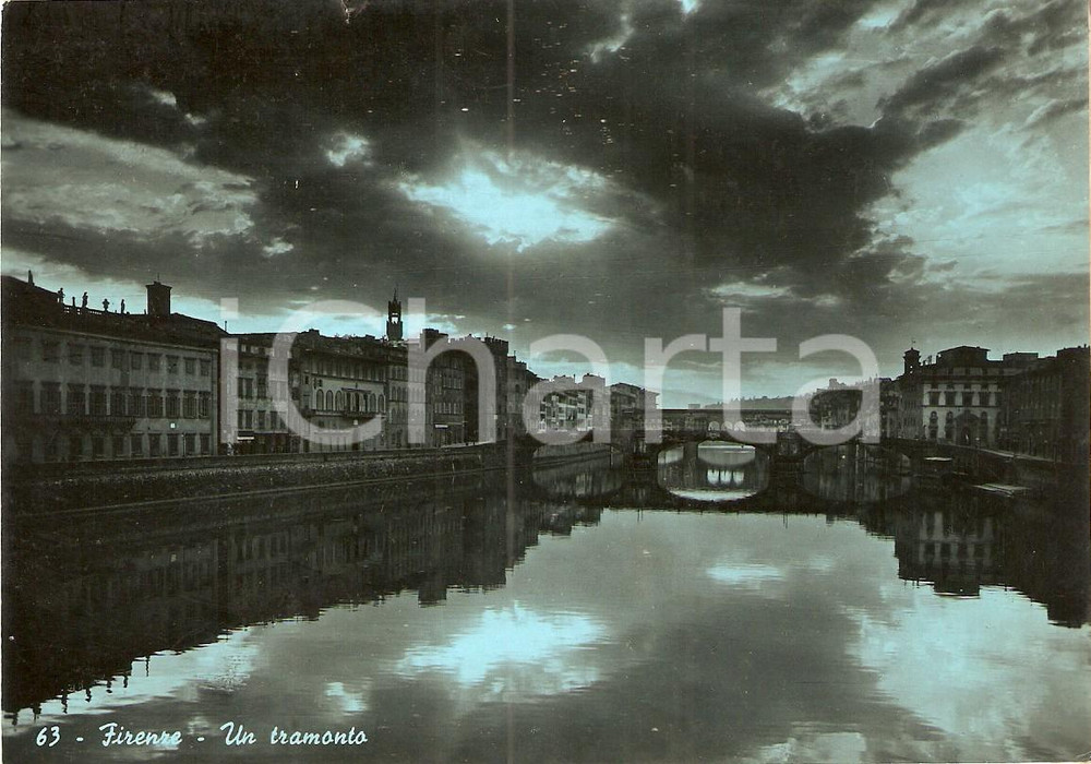 Cartolina originale da collezione 1951 FIRENZE Tramonto sull ARNO Cartolina postale FG VG 1