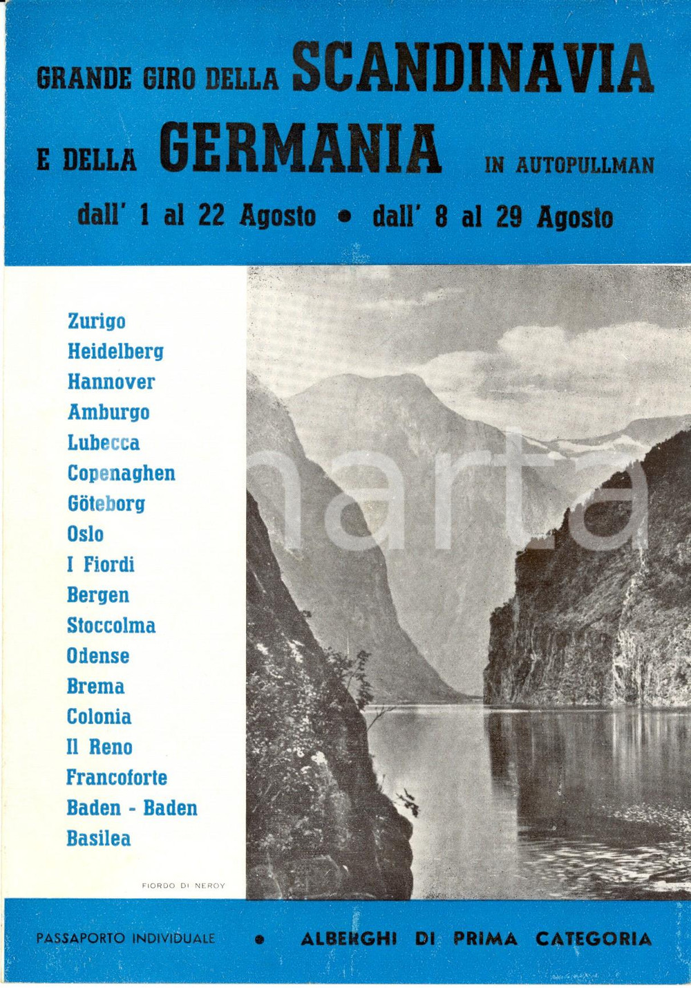 1954 MILANO Viaggi CASTELLO Giro SCANDINAVIA GERMANIA con ALITALIA *Opuscolo