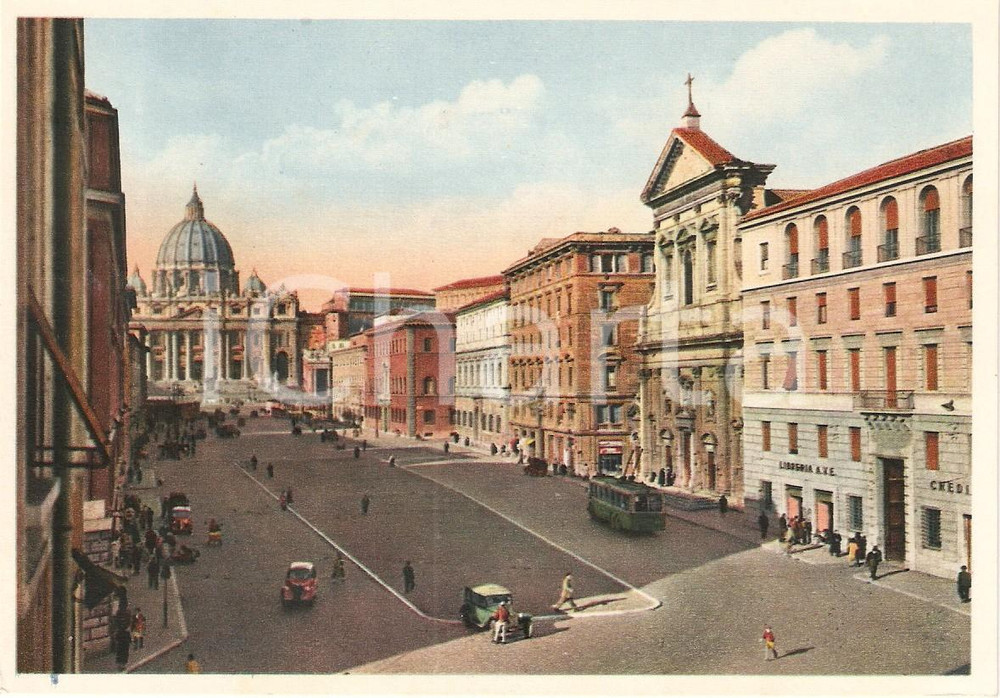 Cartolina originale da collezione 1940 ca ROMA Via CONCILIAZIONE e SAN PIETRO   Libreria A.V.E. Cartolina FG NV 1