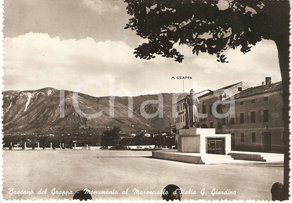 Cartolina originale da collezione 1955 ca BASSANO DEL GRAPPA VI Monumento Gaetano GIARDINO Cartolina FG VG 1