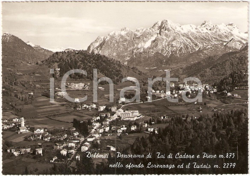 Cartolina originale da collezione 1950 ca BELLUNO DOLOMITI panorama con TAI e PIEVE di CADORE Cartolina FG NV 1