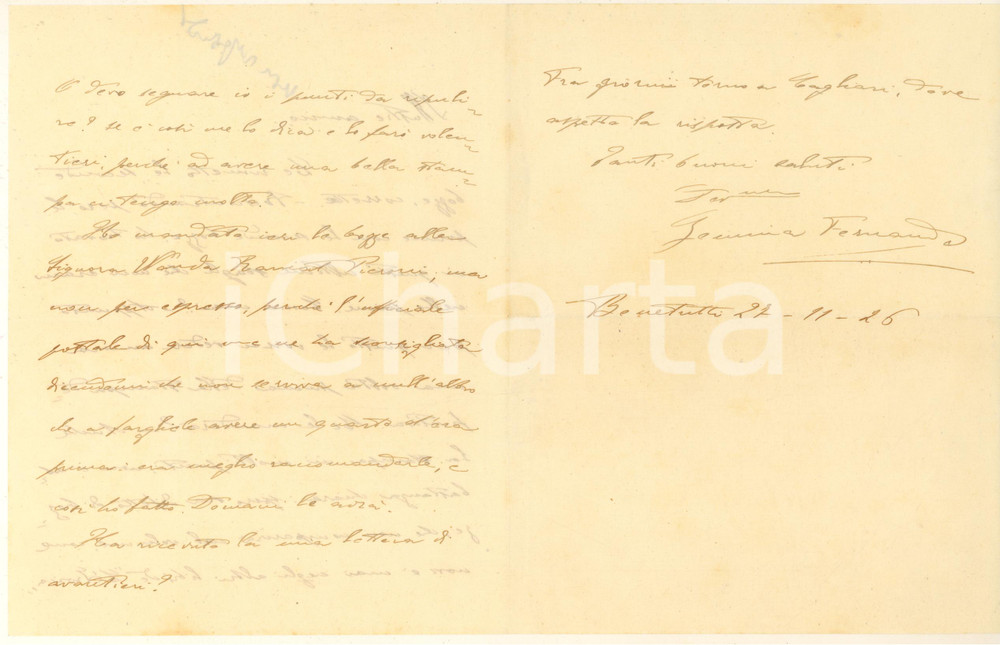 Autografo originale 1926 BENETUTTI SS Fernando GEMINA critica il correttore di bozze AUTOGRAFO 1