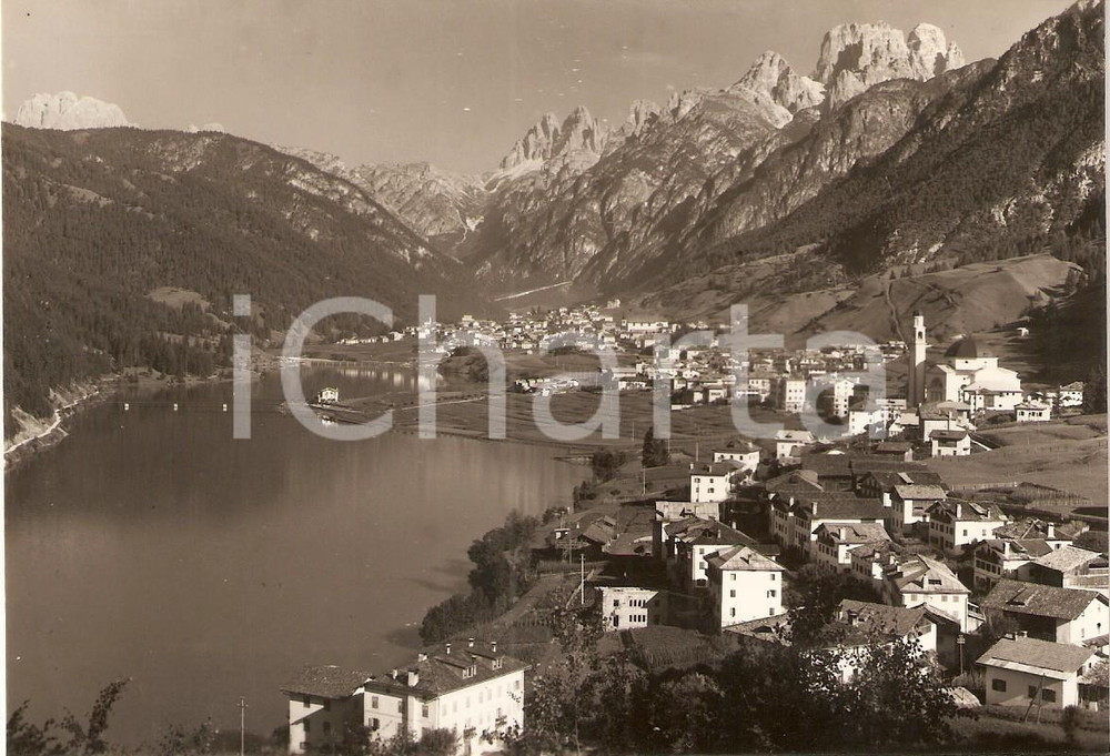 1950 ca AURONZO DI CADORE (BL) Panorama lago e Cime di LAVAREDO *Cartolina FG NV